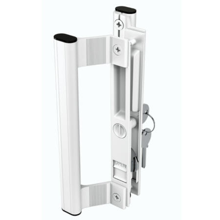 Sliding Glass Door Set, Handle Straight on both sides With Lock - White