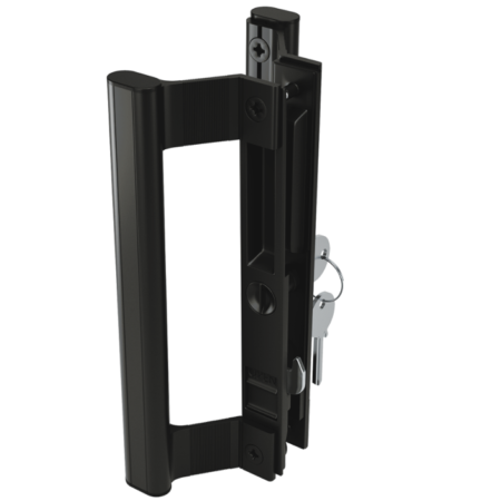 Sliding Glass Door Set, Handle Straight on both sides With Lock - Black