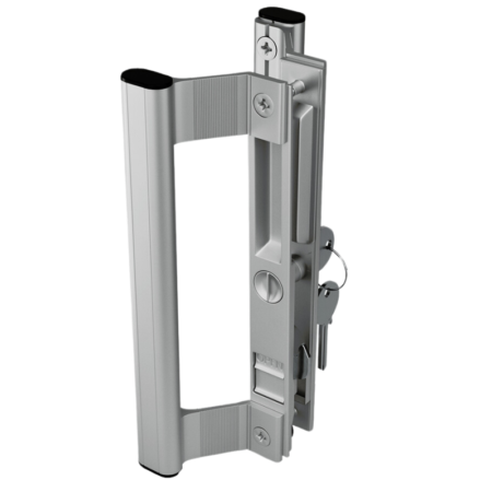 Sliding Glass Door Set, Handle Straight on both sides With Lock - SILVER