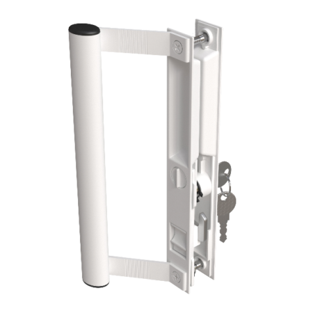 Sliding Glass Door Handle Set Round Tube with Lock-white