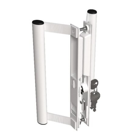 Sliding Glass Door Set, Handle Round Tube on both sides With Lock-WHITE