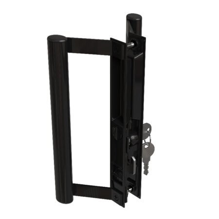 Sliding Glass Door Set, Handle Round Tube on both sides With Lock -BLACK