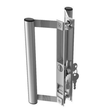 Sliding Glass Door Set, Handle Round Tube on both sides With Lock -SILVER